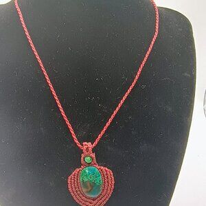 Handmade Macrame Necklace with Natural Stone, Unique